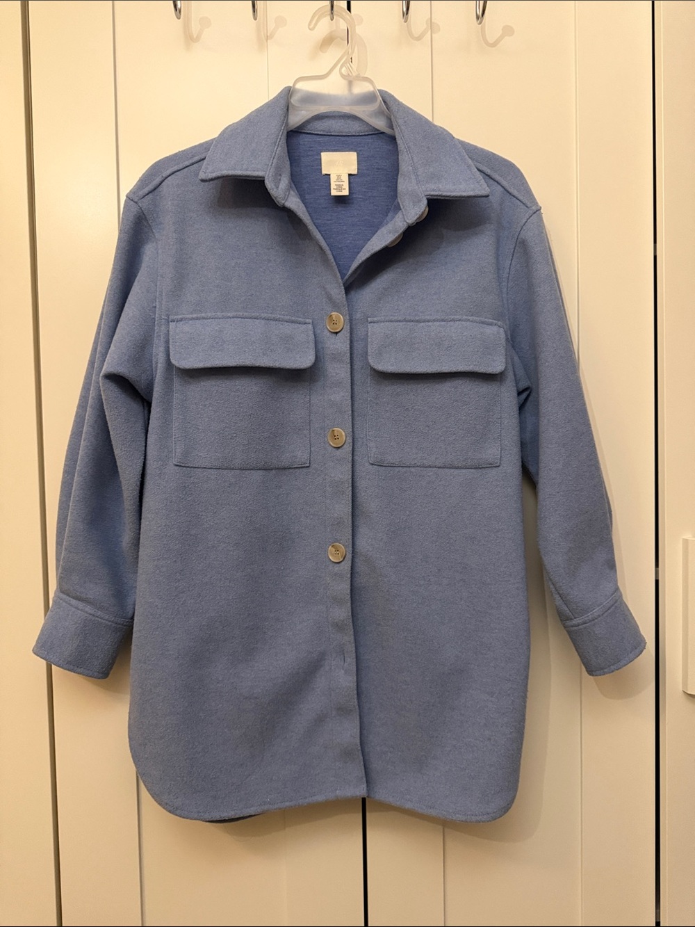 Zara Light Blue Button-Front Utility Shacket